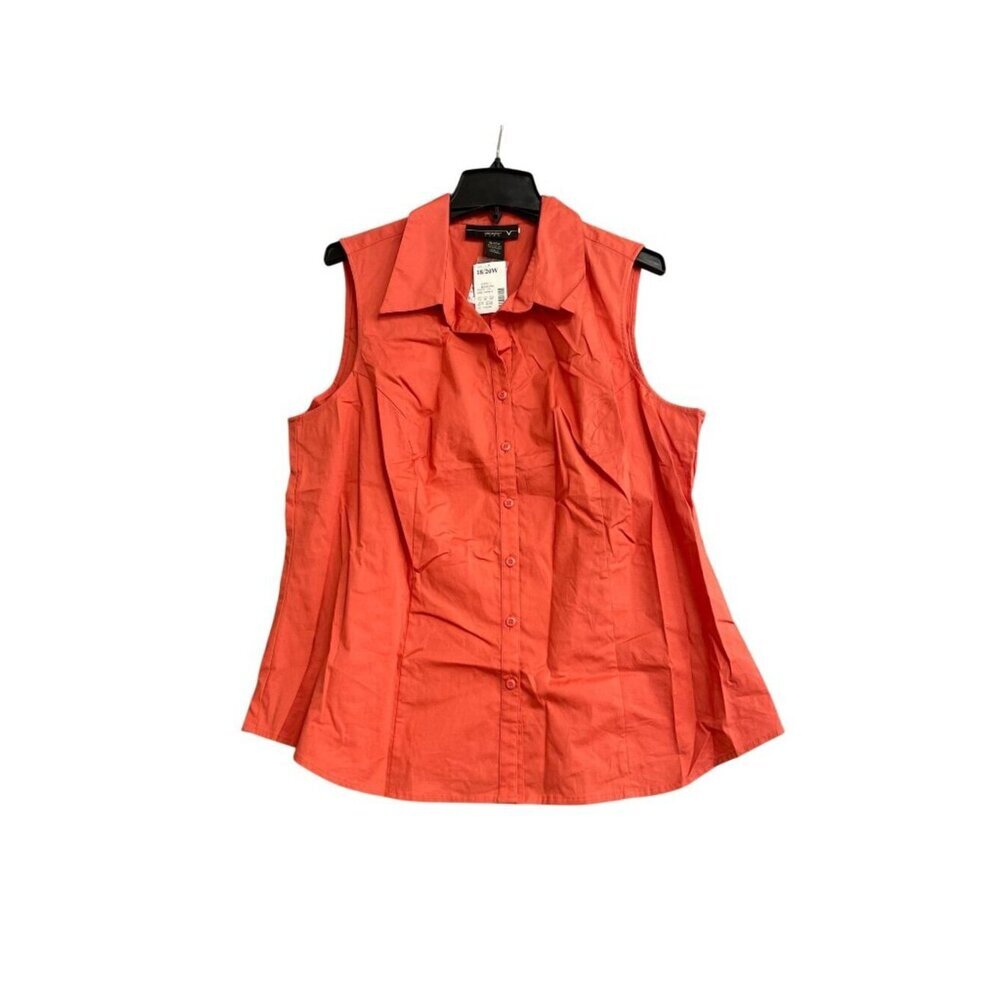 NWT Venezia Women's 18/20W Red Sleeveless Button-Up Tank Top B1052